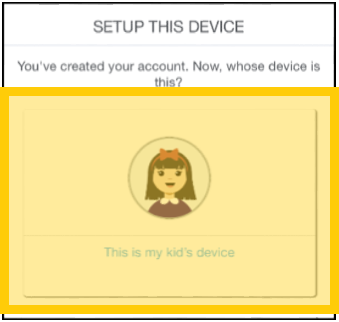 Click to assign kid device in Mcafee iOS app