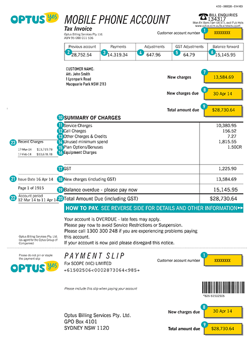 phone bill example