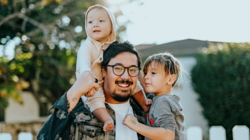 Dad and kids together Dad and kids together