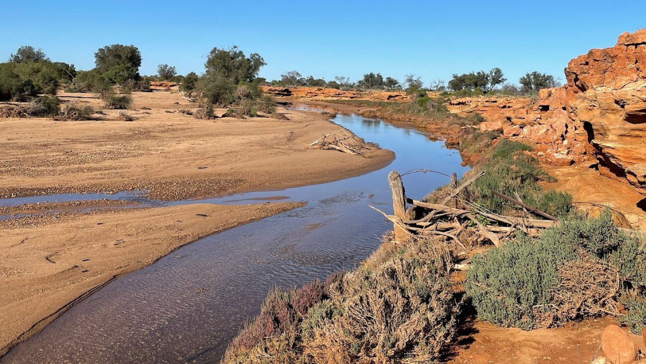 Creeks flowing after recent rains on Tallering Station