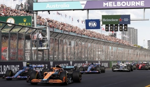 F1 cars on the grid