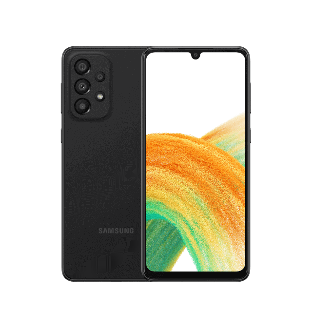 Samsung Galaxy A33 Front and back view of the Samsung Galaxy A33