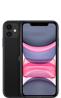 Front and back view of the iPhone 11 in Black.