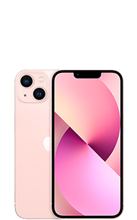 Front and back of the iPhone 13 Mini in pink.