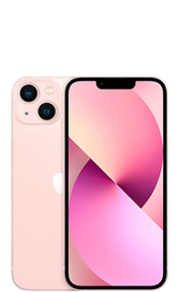 Front and back of the iPhone 13 in pink.