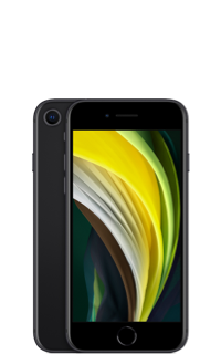 Front and back view of the iPhone SE 2nd Gen in Black.
