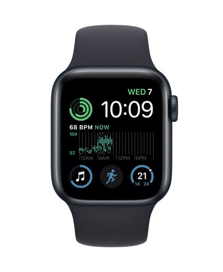 Front View Of The Apple Watch SE2 In Midnight Colour front-view-of-the-apple-watch-se2-in-midnight-colour